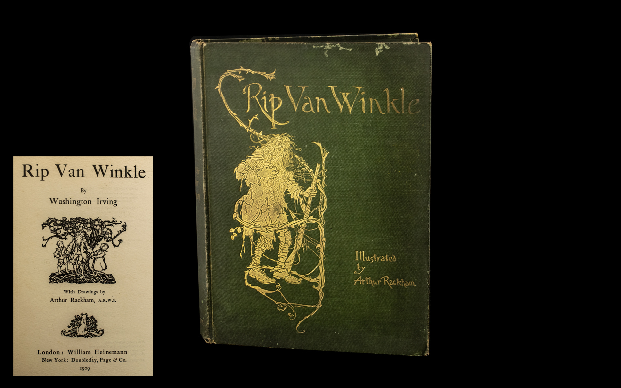 Rip Van Winkle by Washington Irving Illus Arthur Rackham (1909), Green cloth,