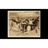 Joseph Pinell - Original Etching of Saint Martins Bridge, Unmounted. Size 9 x 11 Inches.