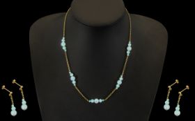 Attractive set of 9ct Gold Necklace Set with Opals, and matching drop earrings.