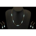 Attractive set of 9ct Gold Necklace Set with Opals, and matching drop earrings.