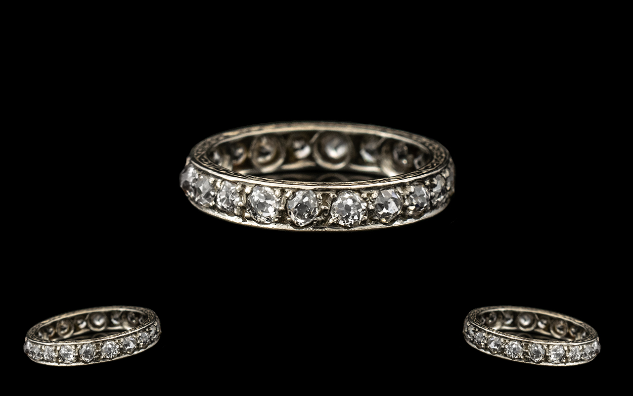 18ct White Gold - Nice Quality Diamond Set Full Eternity Ring,