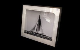 OKA Large Contemporary Photographic Print of a Sailing Yacht In Modern Black Frame, And Glazed.