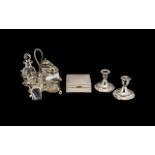 Collection of Silver Plated & Silver. Includes ( 4 ) Piece Silver Plated Cruet Set, E.P.N.
