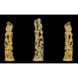 Japanese - Meiji Period 1864 - 1912 Well Carved Ivory Figure Group of Nice Quality,