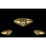 18ct Gold - Superb Single Stone Diamond Set Ring - In a Gypsy Setting,