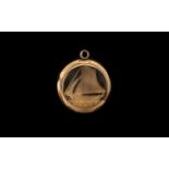 9ct Gold Pendant, Unusual Pendant, with Ship Inside Glass. Fully Hallmarked for Gold.