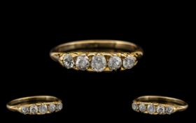 Edwardian Period - Attractive 5 Stone Diamond Ring In a Gallery Setting.