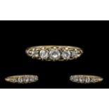 Edwardian Period Attractive 18ct Gold 5 Stone Diamond Ring - In a Gallery Setting, Marked 18ct.