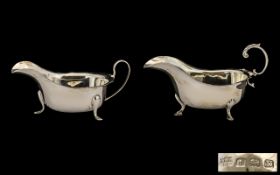 A Well Constructed Sterling Silver Sauce Boat, Supported on Hoofed Feet. Hallmark Birmingham 1928.