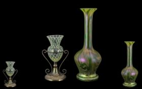 Small Green Glass Epergne on Plated Stand.