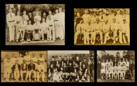 Five Large Sepia 'Cricket' Photographs, showing cricket teams; approximate sizes 8.