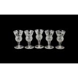 Five Edinburgh Crystal Thistle Liqueur Glasses signed to base, in excellent condition.