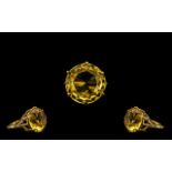 Ladies 9ct Gold Single Stone Citrine Set Dress Ring. The Large Faceted Citrine Est Weight 8.00 cts.