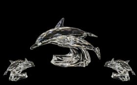 Swarovski - S.C.S Annual Edition 1990 Crystal Figure ' Mother and Child ' Lead Me - The Dolphins.