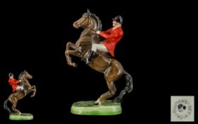 Beswick - Nice Quality Hand Painted Ride and Horse Figure ' Huntsman ' 2nd Version on Rearing Horse.