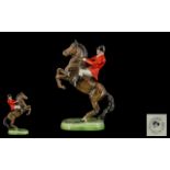 Beswick - Nice Quality Hand Painted Ride and Horse Figure ' Huntsman ' 2nd Version on Rearing Horse.