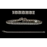 18ct White Gold Excellent Quality Diamond Set Line Bracelet,