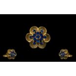 14ct Gold Statement Ring, Ladies 14ct Sapphire Flower Head Design, Impression and of Good Quality.