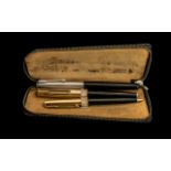 Parker 61 Pen Set in black and gold, barrel of fountain pen engraved ' Presented by H J Heinz Co.