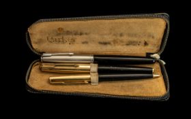 Parker 61 Pen Set in black and gold, barrel of fountain pen engraved ' Presented by H J Heinz Co.