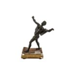 Antique Bronze Figure of a Semi Draped Man with arms outstretched,