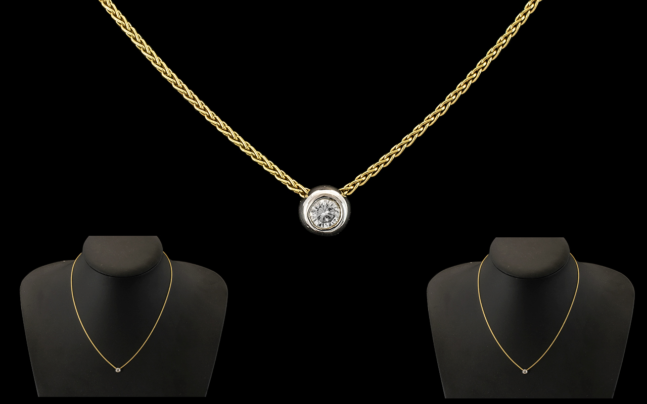 18ct Gold Diamond Pendant, diamond of good colour and sparkle, suspended on an 18ct gold chain. - Image 2 of 2