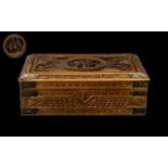 Antique Chinese Carved Sandalwood Lidded Box,