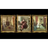 Set of Three Gilt Framed Prints by L Campbell-Taylor (1874-1969). Depicting 'Her First Ball' two
