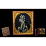 Fine Quality Gutta Percha Union Case with moulded decoration depicting Michaelangelo or Leonardo da