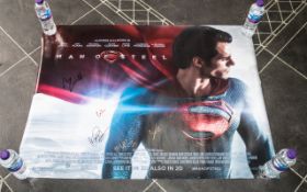 Superman Man Of Steel Brilliant First Edition Quad Poster Signed By Acclaimed Star &amp;