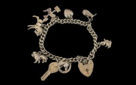 Silver Charm Bracelet, Silver Charm Bracelet Loaded with Charms, Fully Hallmarked for Silver,