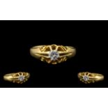 Antique Period - Top Quality 18ct Gold Single Stone Diamond Set Ring.