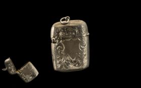 Silver Vesta Case. Early 20th Century fully hallmarked silver Vesta case. Vacant cartouche.