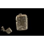 Silver Vesta Case. Early 20th Century fully hallmarked silver Vesta case. Vacant cartouche.