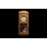 German Oak Box Wall Clock, c1930s,