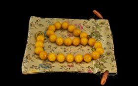 Beautiful Set of Orange Jade Nephrite Beads from western China, dated 1980.