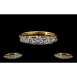 18ct Yellow Gold - Attractive 5 Stone Diamond Set Ring, Gallery Setting. Fully Hallmarked for