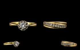 18ct Gold Diamond Ring set with round diamond in illusion setting, marked for 18ct. Ring size N.