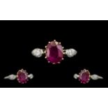 18ct White Gold - Superb Ruby and Diamon