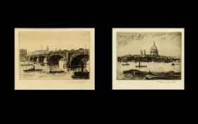 Pair of Original Etchings By W. Hawkswor