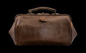 Victorian Leather Doctors Gladstone Bag.