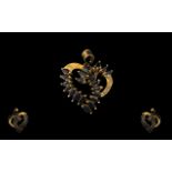 9ct Gold Sapphire Pendant, Heart Shaped
