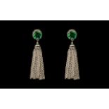 Peacock Quartz Tassel Drop Earrings, the