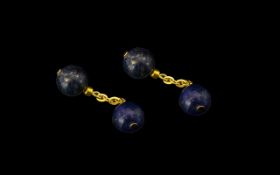 Pair of Lapis Lazuli Chain Cufflinks. Pl