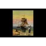 19th Century Oil Painting 'Jersey Coasta