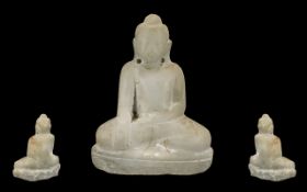 Antique Oriental Carved Marble Seated Bu