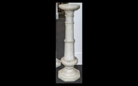 Alabaster Sectional Pedestal with a fluted column centre and round top,