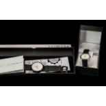 Time Chain Designer Watch in original box on black leather strap,