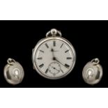 Victorian Period Nice Quality Open Faced Fusee Movement Silver Pocket Watch with white porcelain