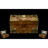 Victorian Domed Walnut & Brass Tea Caddy.